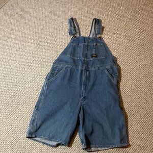 OshKosh B’Gosh men woman’s overall shorts Jean denim vintage adults sz.38, clean